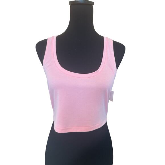 New ~ OPEN EDIT ~  (Nordstrom) ~ Pink Peony Crop Tank Top Size S. MODAL SOFT - Picture 1 of 6